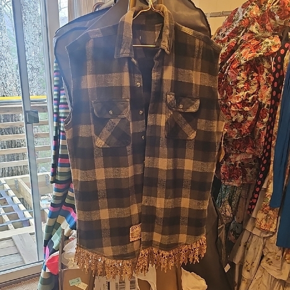 gypsy south Jackets & Blazers - Upcycled Flannel Vest XL